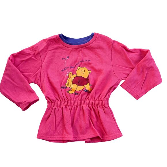 Vtg 1990s Winnie the Pooh Pink Peplum Top - Picture 1 of 8